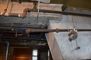 The wooden boxes and vents